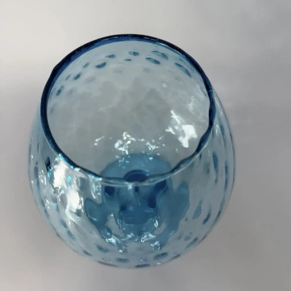 Vintage Empoli Aqua Blue Optic Brandy Snifter Vase Art Glass 9